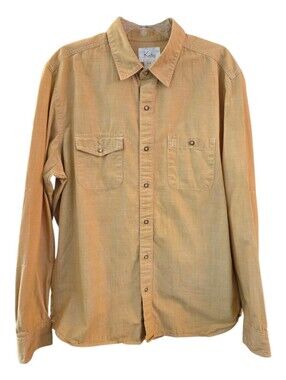 Koto Men's Casual Long-Sleeve Button-Down Shirt in Mustard - Size L